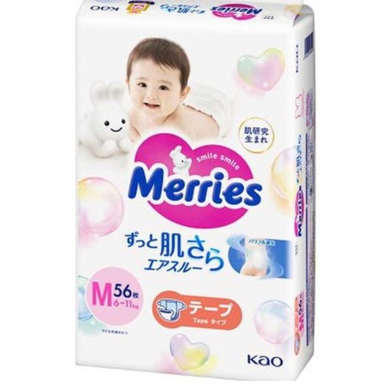 MERRIES sauskelnės, M, 6-11 kg, 54 vnt.