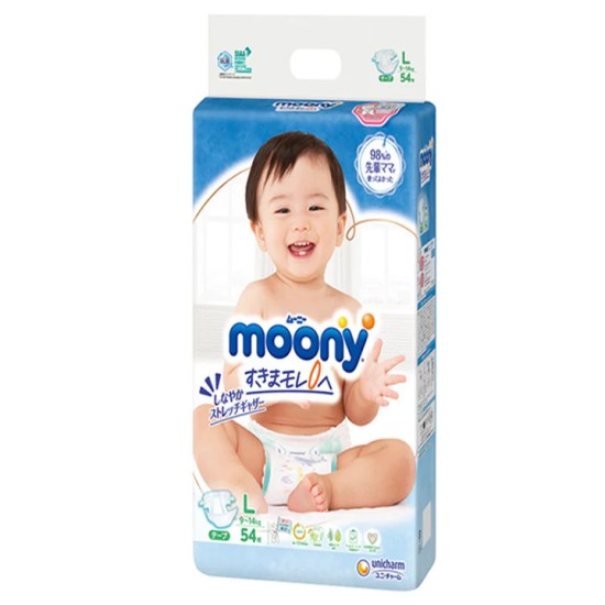 Japoniškos MOONY sauskelnės, L, 9-14 kg, 54 vnt.