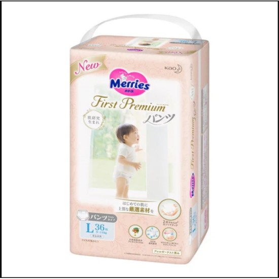 MERRIES First Premium sauskelnės-kelnaitės, L, 9-14 kg, 36 vnt.